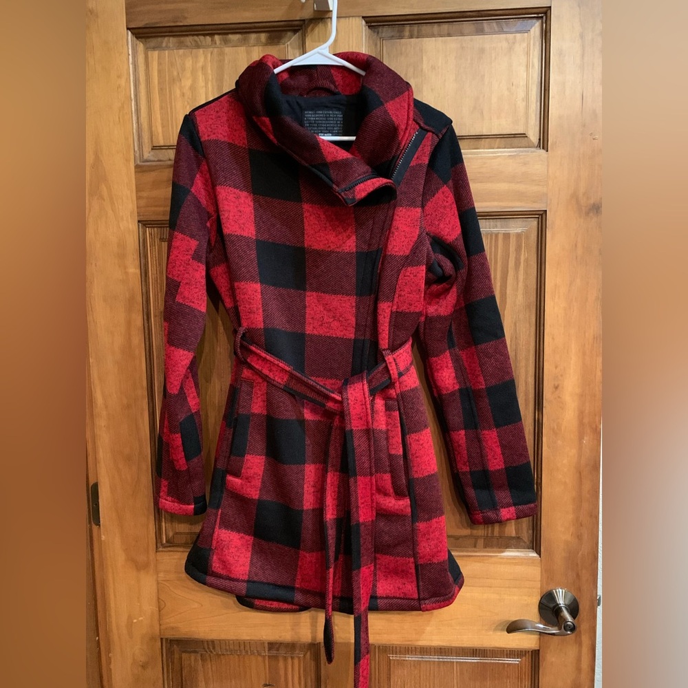 Red and Black Plaid Coat